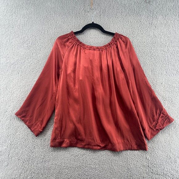 Soft Surroundings Blouse Size Small 100% Silk Rust Burnt Orange NWOT - Picture 3 of 14
